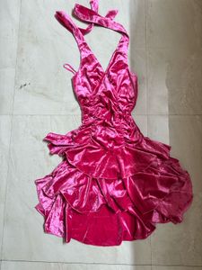 Velvet Ruched Halter Dress