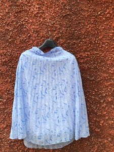Blue floral pleated skirt