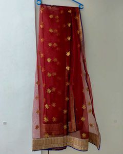 Red &amp; Gold Embroidered Lehenga Skirt