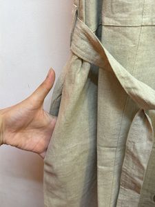 Sleeveless Beige Button-Up Midi Dress