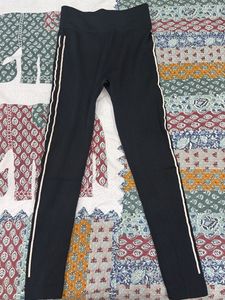 Black Leggings with White Stripe