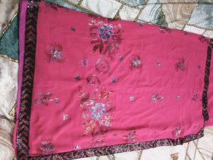 Beautiful Pink Embellished Saree