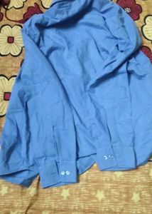 Blue Long-Sleeve Button-Up Shirt