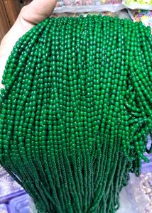 Vibrant Red Green glass Beaded Necklace bunch