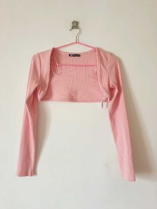 Zara Pink Cropped Cardigan