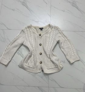 H&M White Cable Knit Cardigan