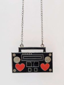 Silver Boombox Heart Necklace