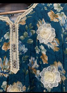 Elegant Teal Floral farshi salwar Set