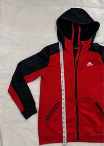 Adidas Red &amp; Black Zip-Up Hoodie