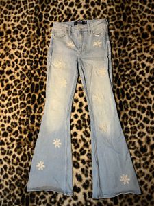 Hollister Flare Jeans with Floral Embroidery