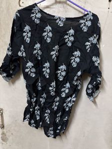 Floral Print Black kurti