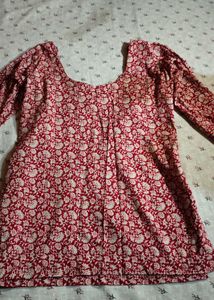 Two Red Bandhani Kurti Top