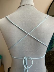 SHEIN Mesh Backless Lettuce Trim Top