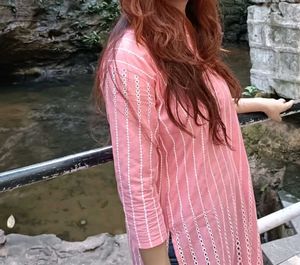Chic Peach Eyelet Kurti