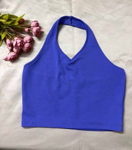 Purple Halter Neck Crop Top