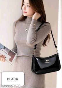 Shiny Black Shoulder Bag