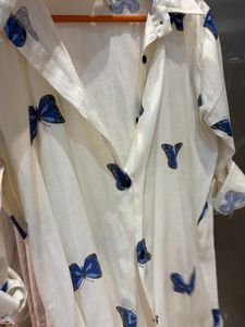 Chic Butterfly Print Button-Up Shirt