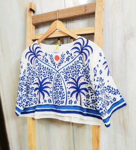 Boho Palm Print Cropped Top si,e-44