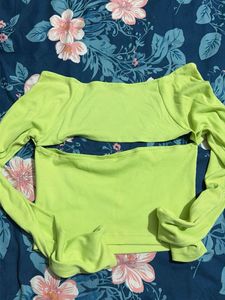 Lime Green Cut-Out Long Sleeve Top