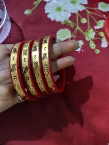 Set of 4 Intricately Carved Gold Bangles