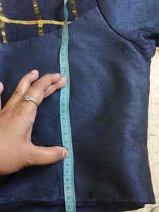 Elegant Navy Blue Blouse with Gold Accents