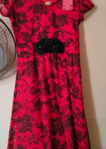 Red Floral Lace Dress