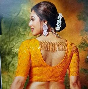 Vibrant Yellow Golden Blouse with Beauti
