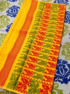 Vibrant Yellow jamdani  Saree