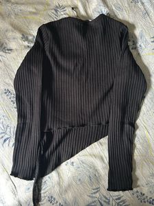 Ribbed Graphic Print Long Sleeve Top