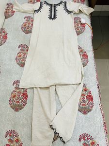 Women Cotton Embroidered Kurta &amp; Pant Set