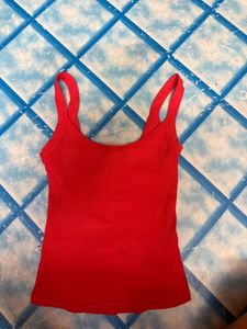 Red Ribbed Tank Top