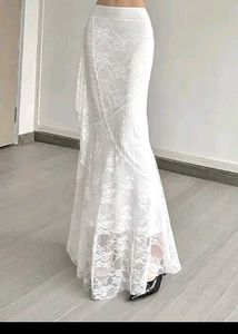 Elegant White Lace Fishtail Skirt