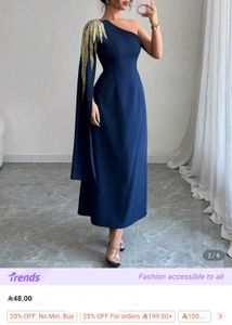 Elegant One-Shoulder Blue Dress