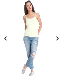Light Yellow Camisole with Lace Trim