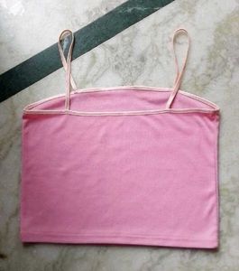 🩷cute Pink Spaghetti Strap Crop Top