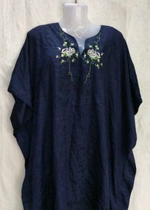 Elegant Navy Blue Embroidered Kaptan