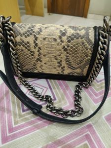 First Copy Chanel Snake Print Sling Bag
