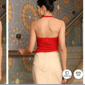 XXL size Red Halter Crop Top
