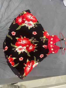 Floral Print Dress with Crochet Detail