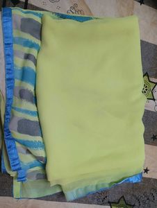 lime yellow saree with blouse..