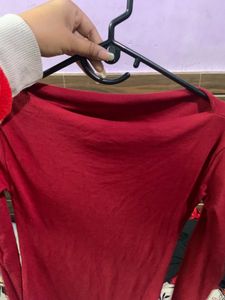 Chic Red Long-Sleeve Top