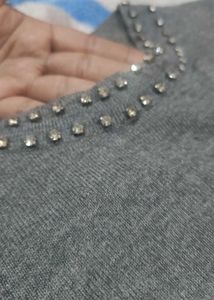 Gray Long Sleeve Top