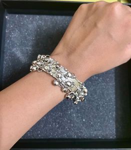 Navratri Silver-Tone Bangle Bracelet