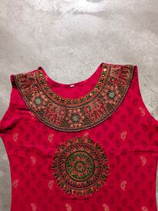 Pure Cotton Red Beautiful Kurta