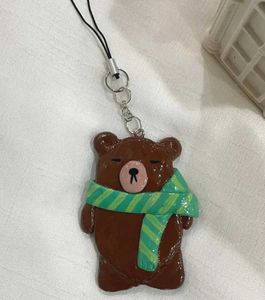 Cozy Brown Bear 🐻 💚 Keychain