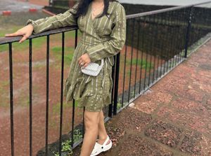 Green Wrap Round Dress