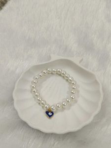 Pearl Bracelet with Heart Charm