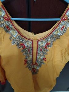 Yellow Embroidered 2 piece suit set