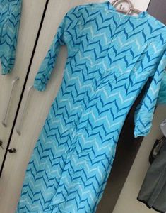 Blue Chevron Print Kurta