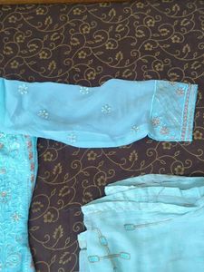Elegant Sky Blue Embroidered Kurta and dupatta